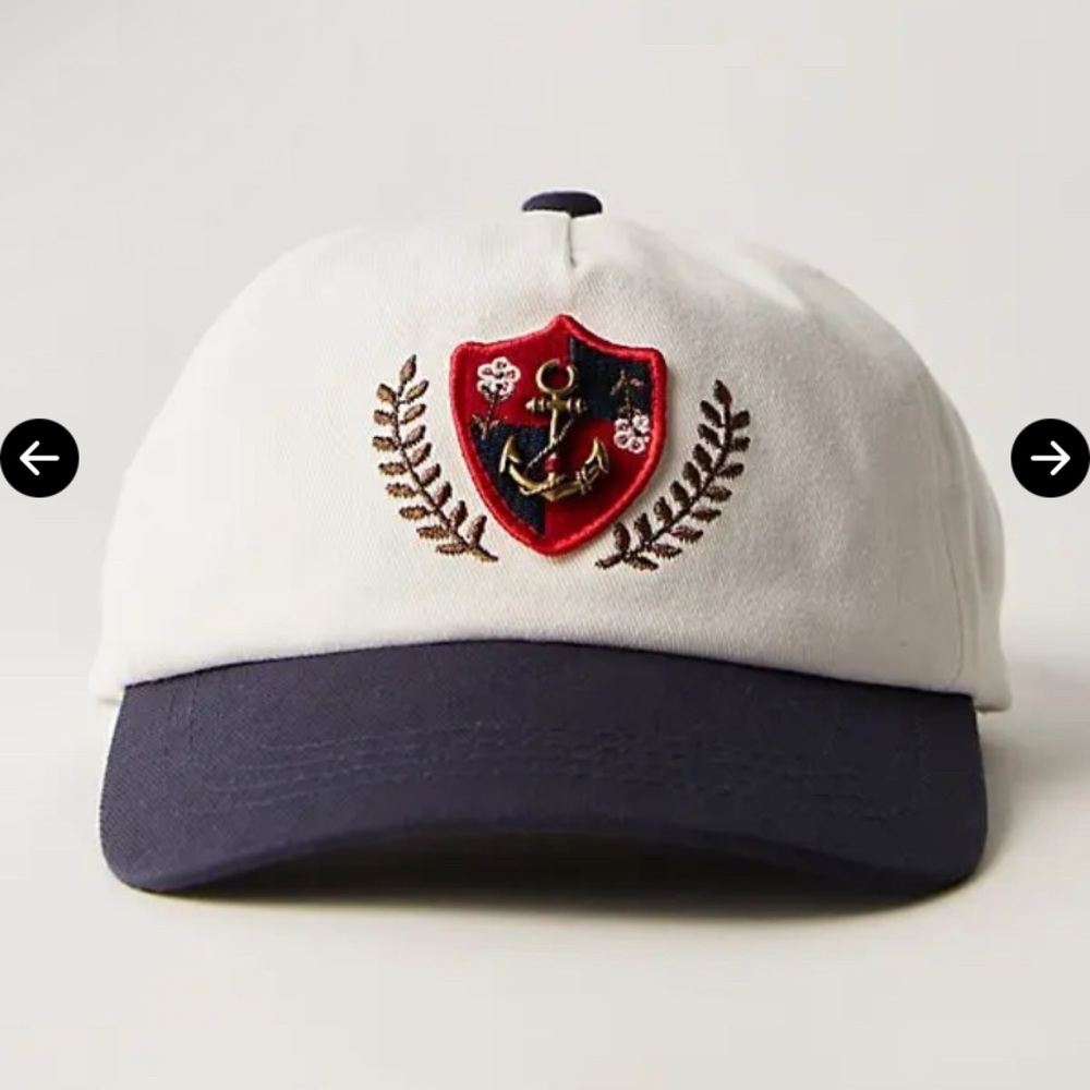 Free People Anchor Charmed White and Navy Cap